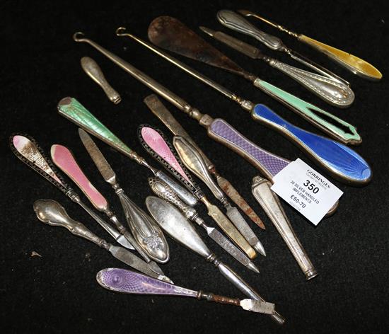 20 silver handled implements
